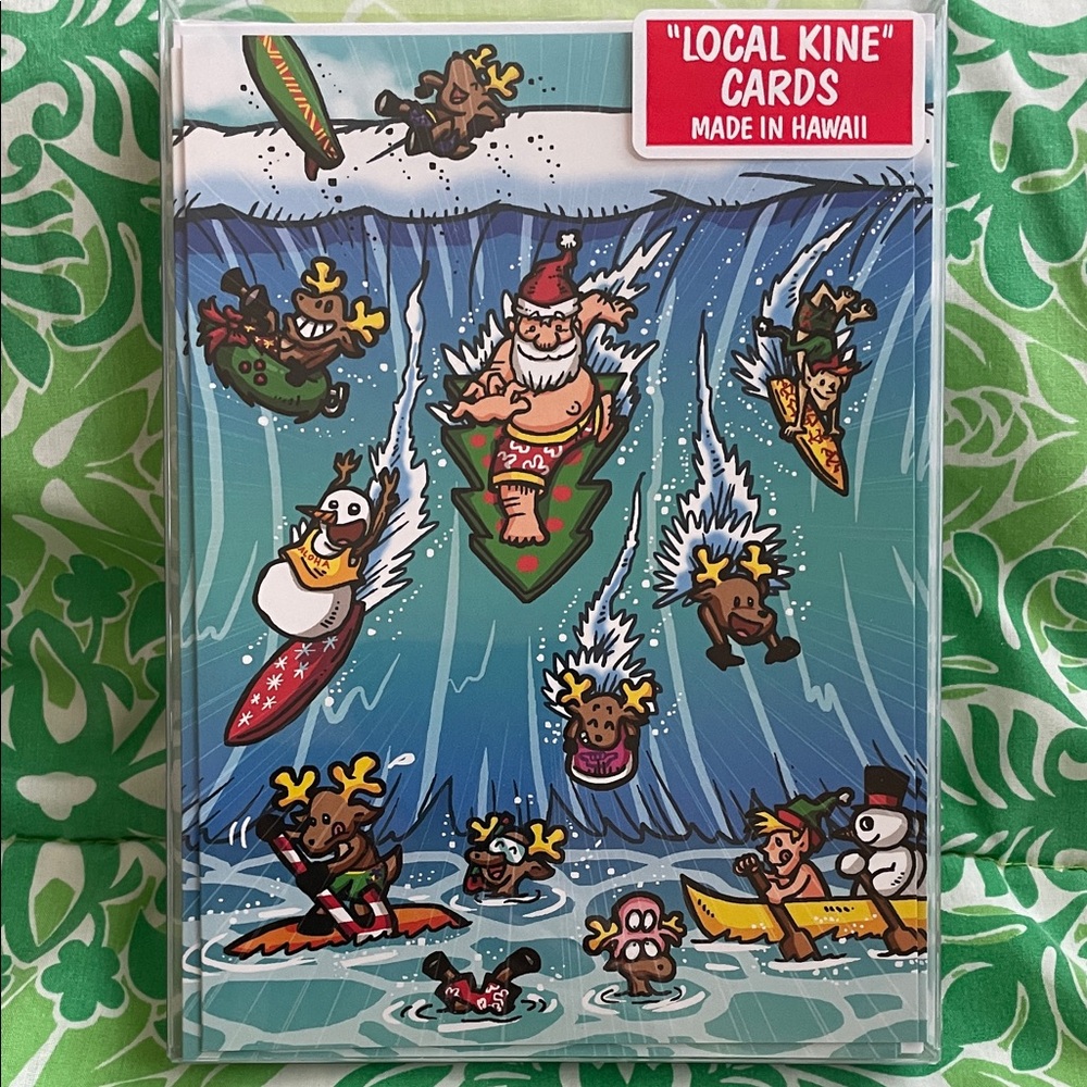 Surfing Santa Holiday Cards 5""x7"